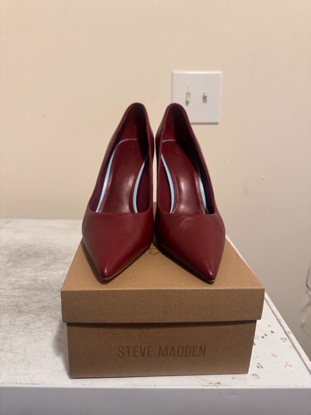 size 12 steve madden thrive wine leather heels